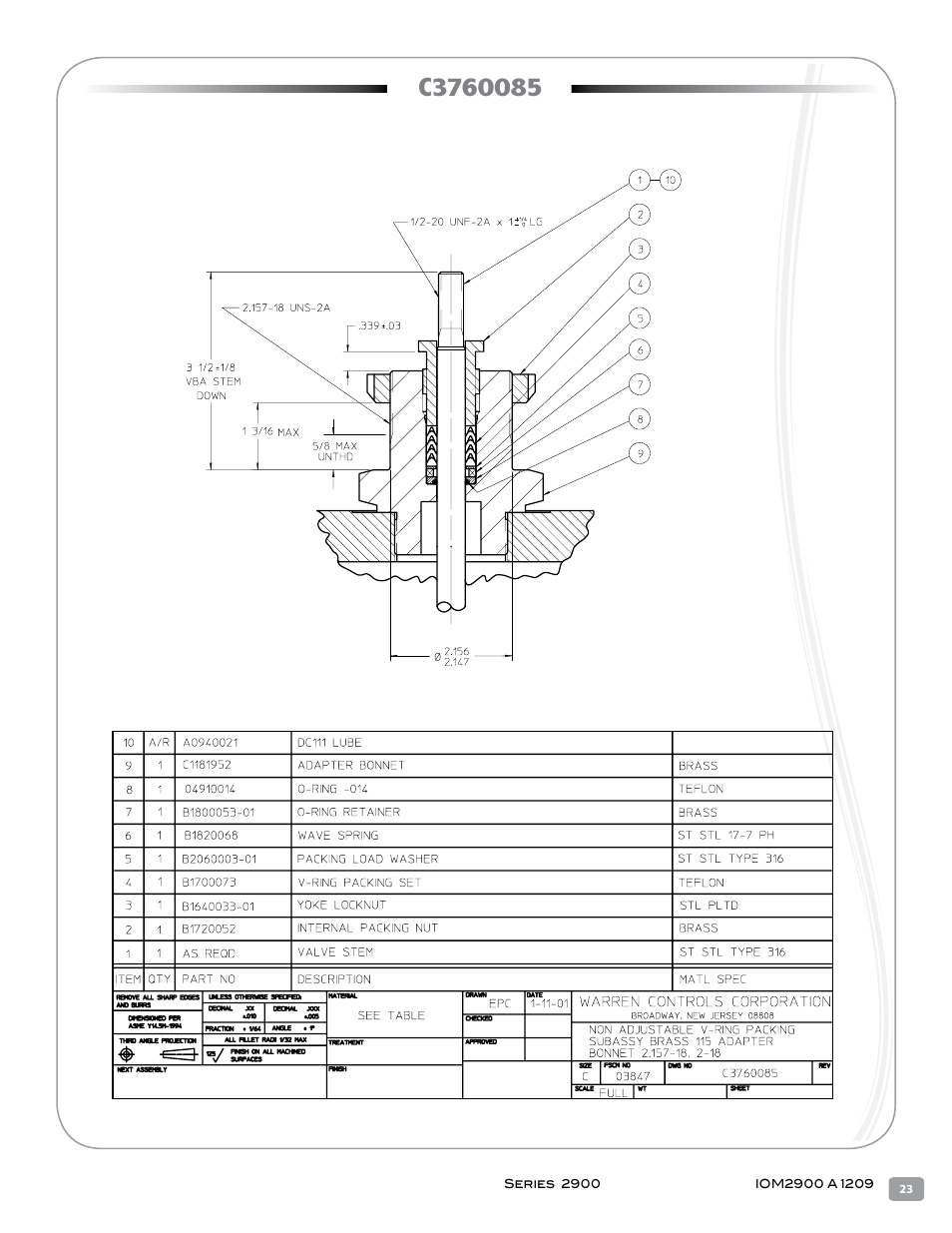 Warren Controls 2900 Series High Capacity general purpose Globe Valves User Manual | Page 23 / 36