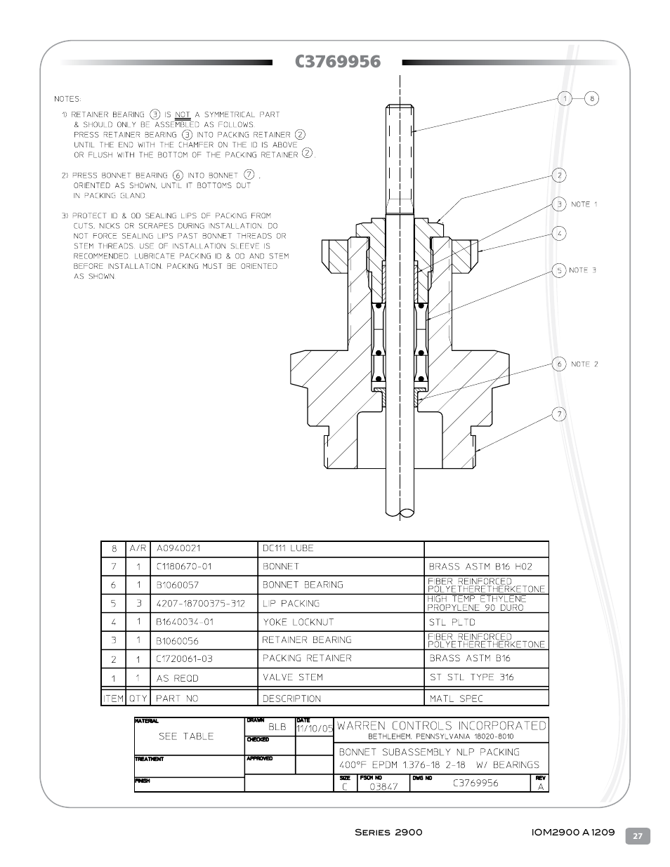 Warren Controls 2900 Series High Capacity general purpose Globe Valves User Manual | Page 27 / 36