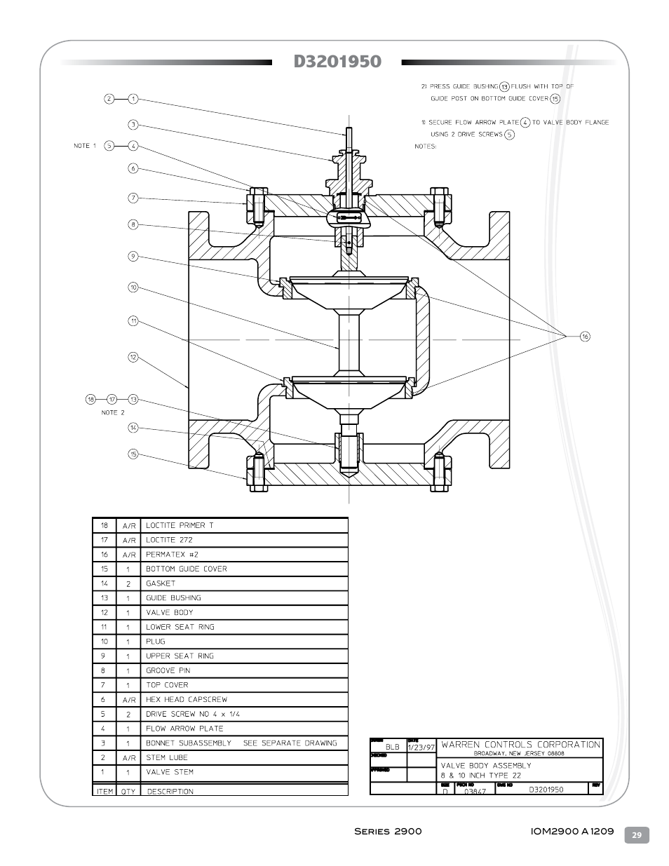 Warren Controls 2900 Series High Capacity general purpose Globe Valves User Manual | Page 29 / 36
