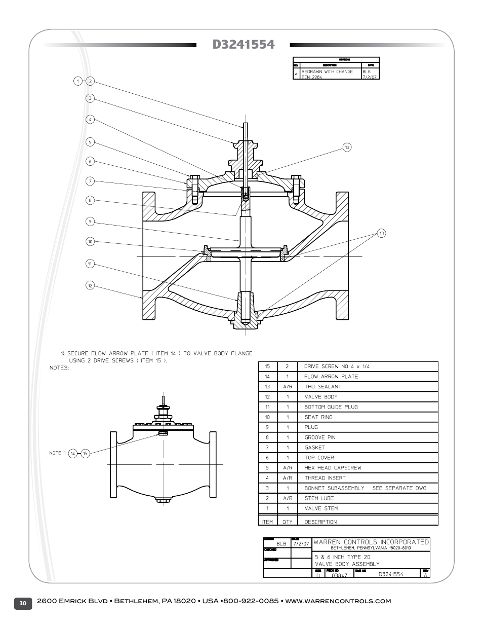 Warren Controls 2900 Series High Capacity general purpose Globe Valves User Manual | Page 30 / 36