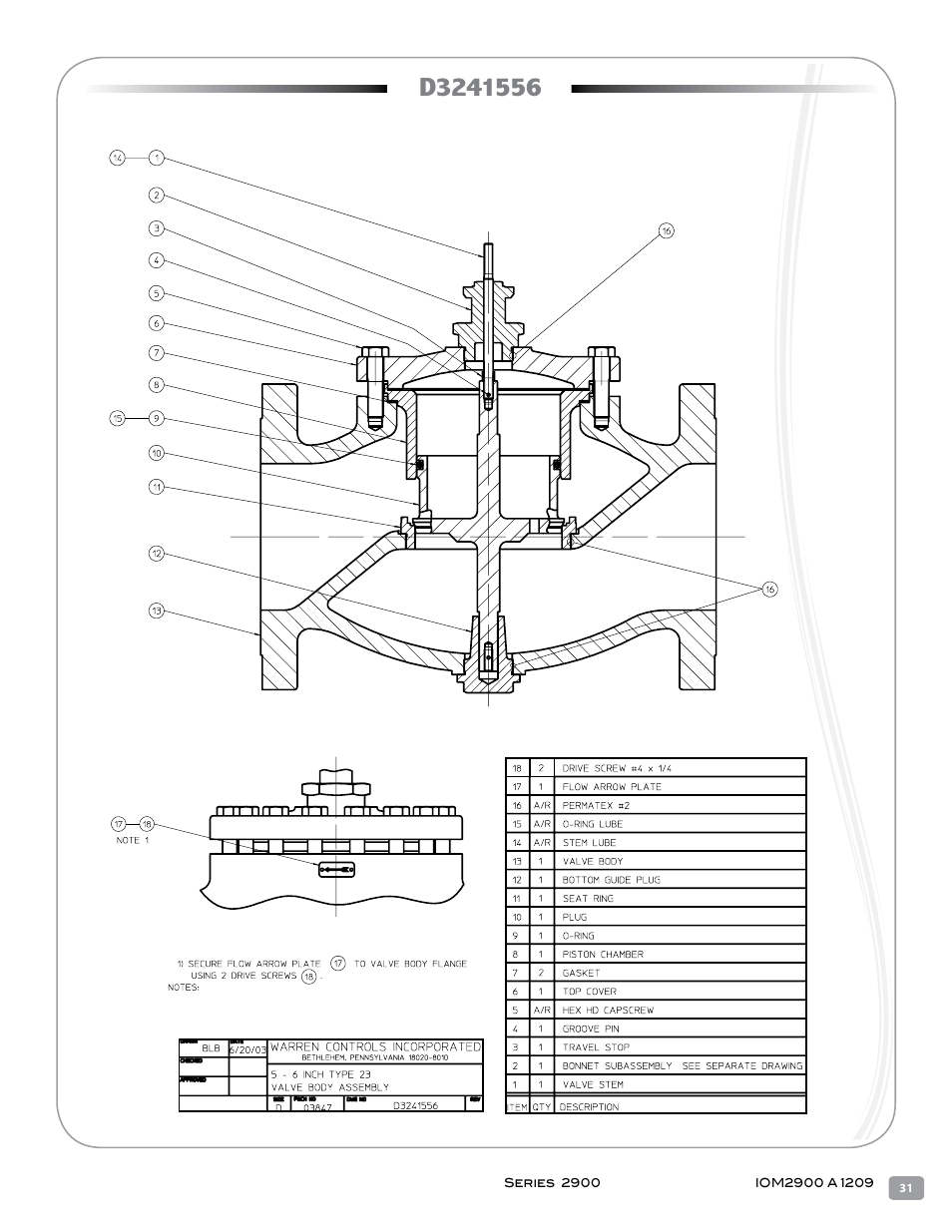 Warren Controls 2900 Series High Capacity general purpose Globe Valves User Manual | Page 31 / 36