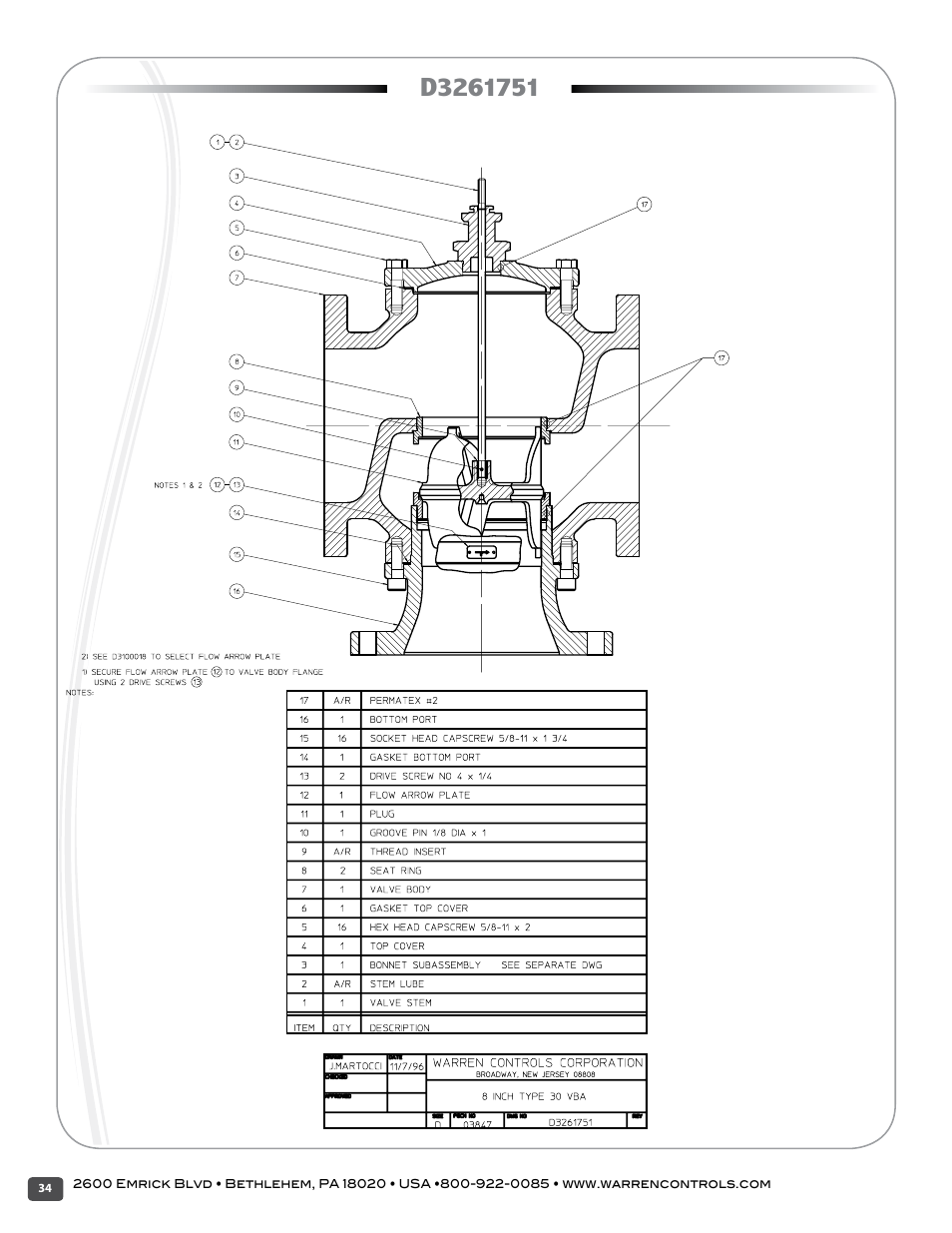 Warren Controls 2900 Series High Capacity general purpose Globe Valves User Manual | Page 34 / 36