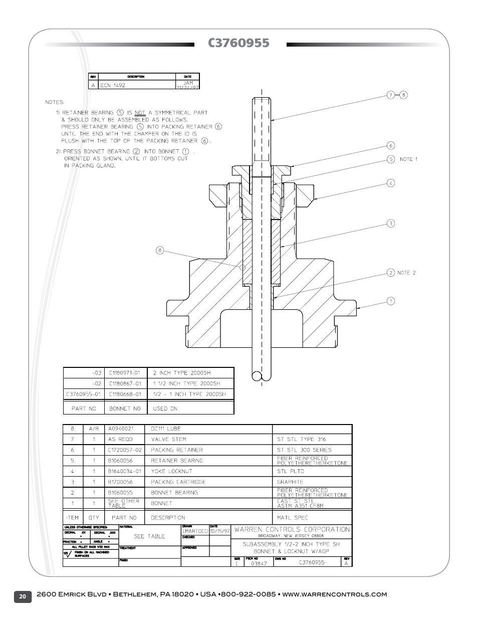 Warren Controls 2800 Series Precision Globe Control Valves User Manual | Page 20 / 32