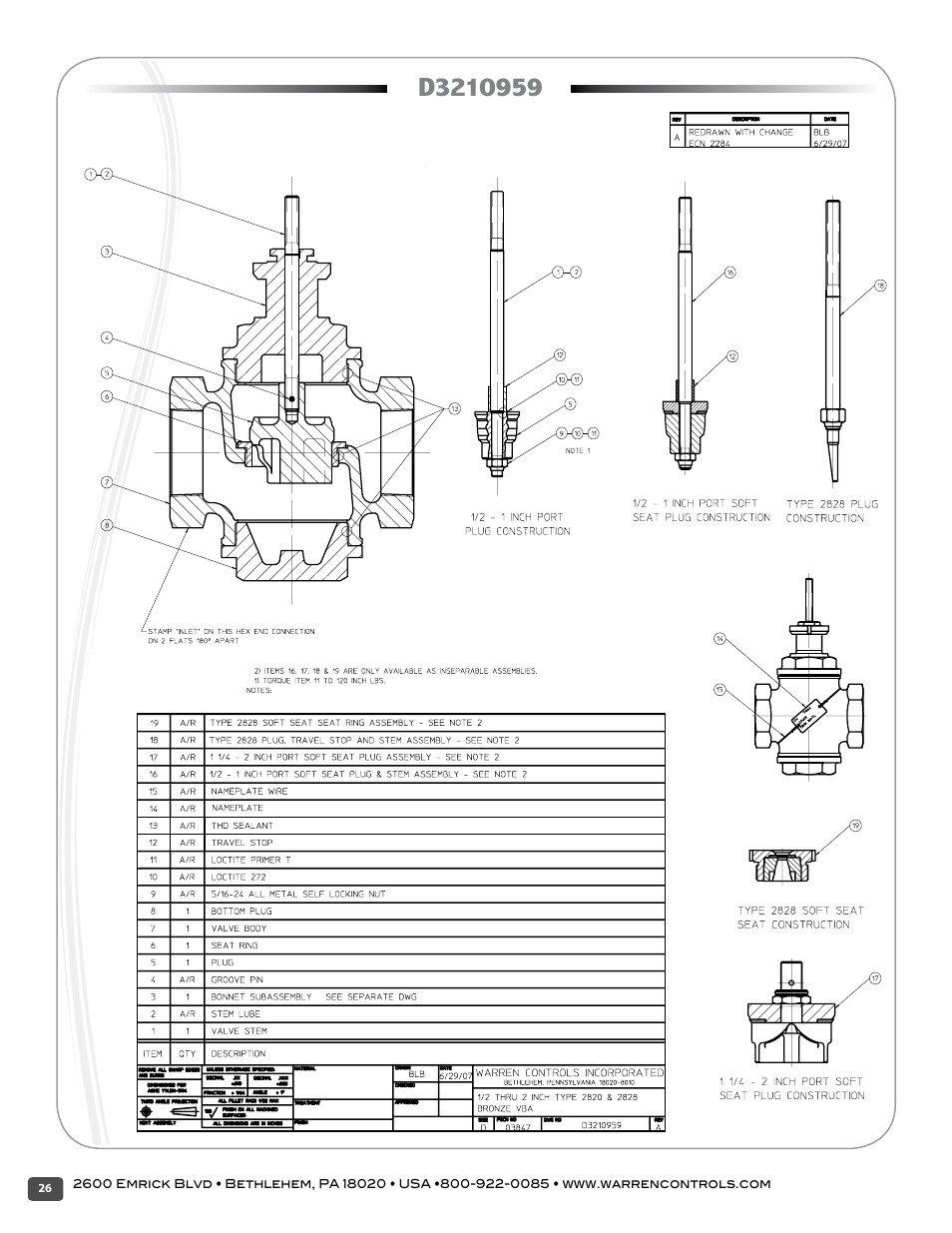 Warren Controls 2800 Series Precision Globe Control Valves User Manual | Page 26 / 32