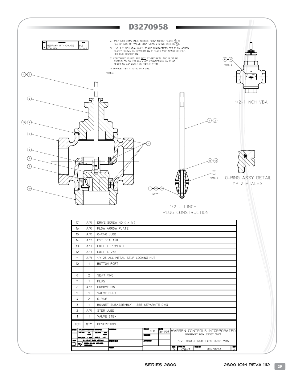 Warren Controls 2800 Series Precision Globe Control Valves User Manual | Page 29 / 32