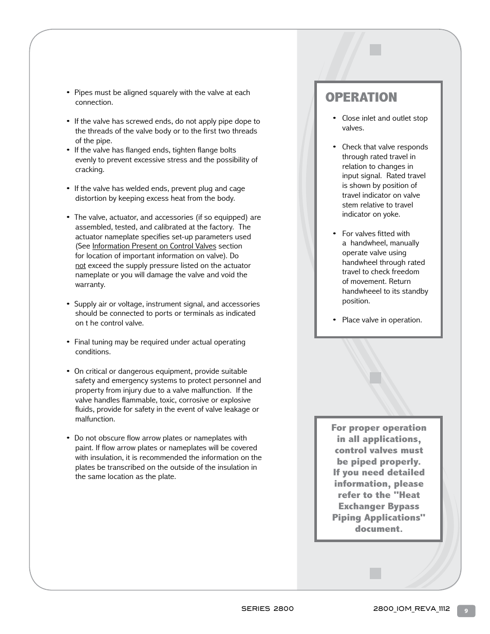 Operation | Warren Controls 2800 Series Precision Globe Control Valves User Manual | Page 9 / 32