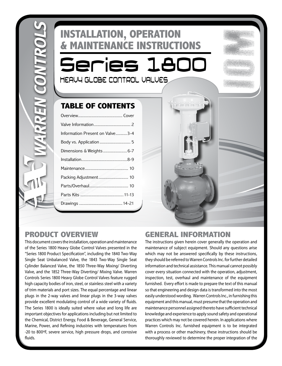 Warren Controls 1800 Series Heavy Globe Control Valves User Manual | 24 pages