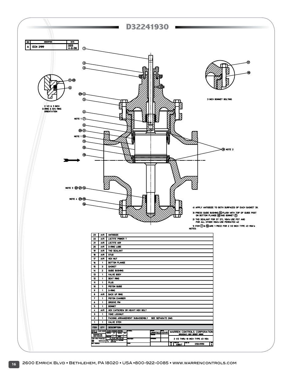 Warren Controls 1800 Series Heavy Globe Control Valves User Manual | Page 16 / 24