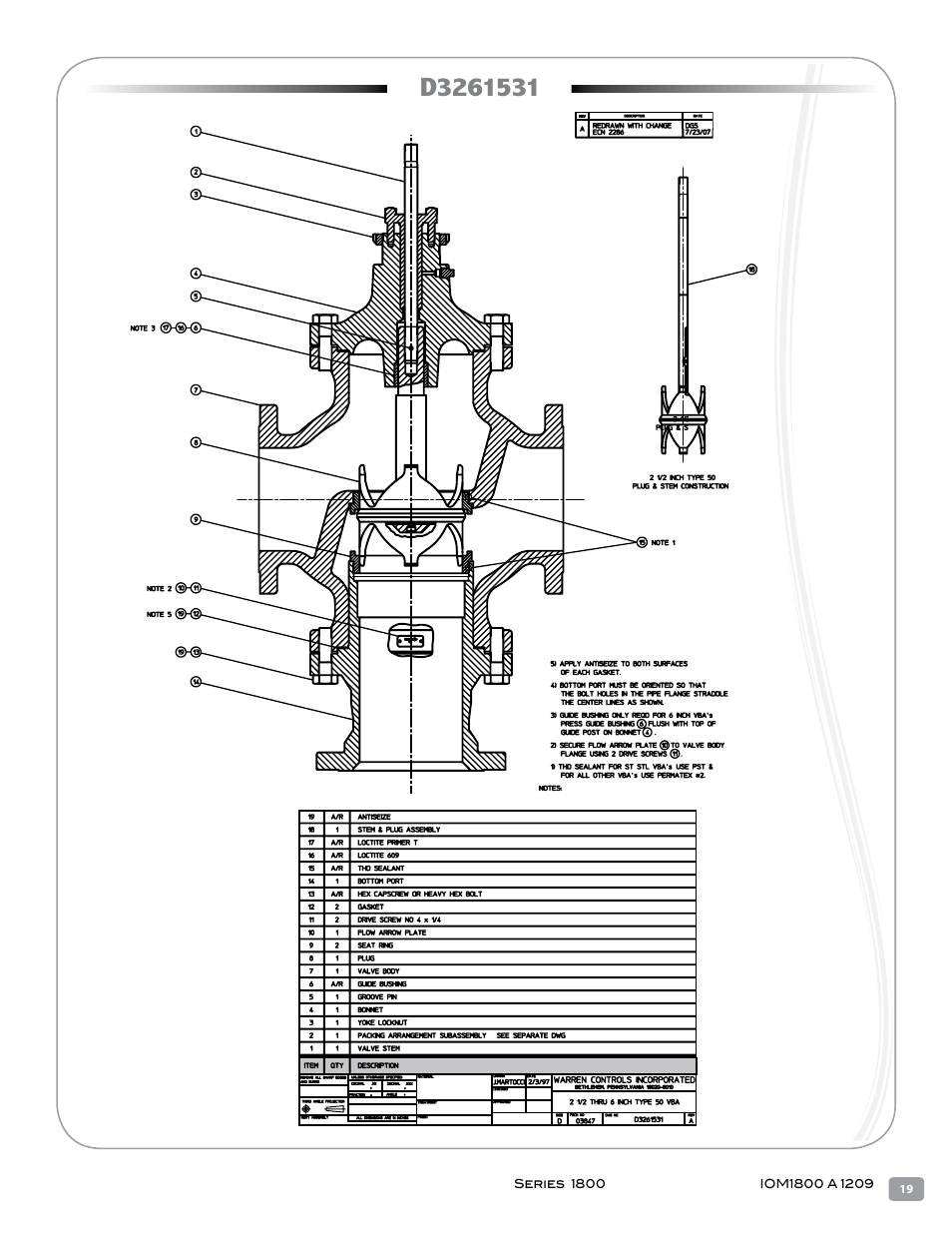 Warren Controls 1800 Series Heavy Globe Control Valves User Manual | Page 19 / 24