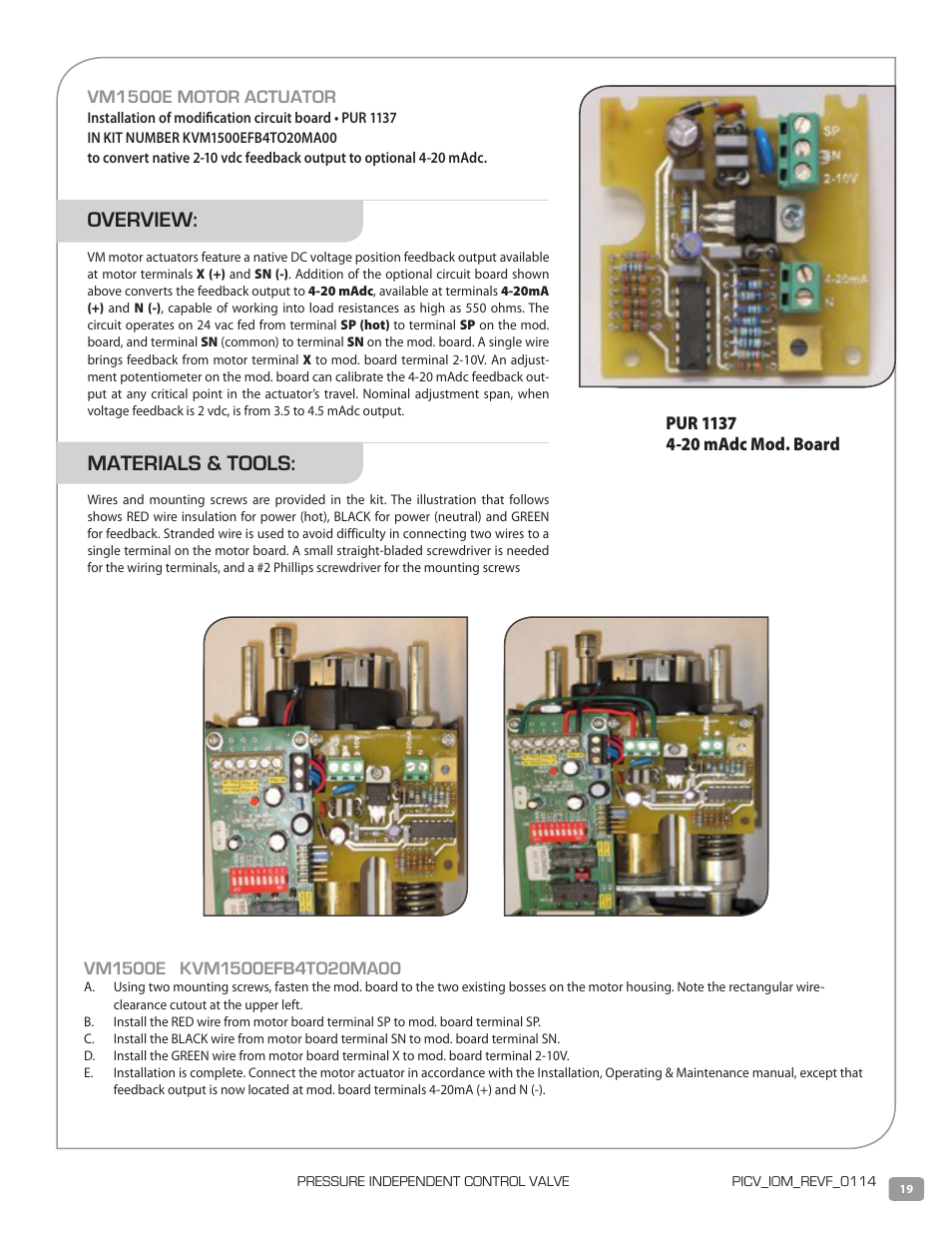 Overview, Materials & tools | Warren Controls PICV Series User Manual | Page 19 / 40