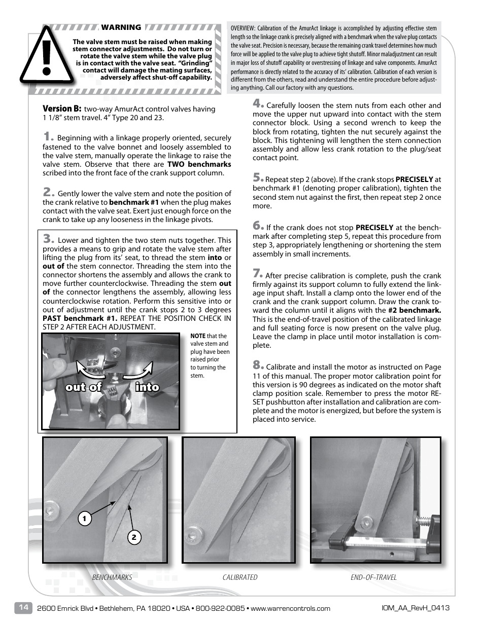 Into out of | Warren Controls AmurAct Actuator Linkage and Motor User Manual | Page 14 / 28