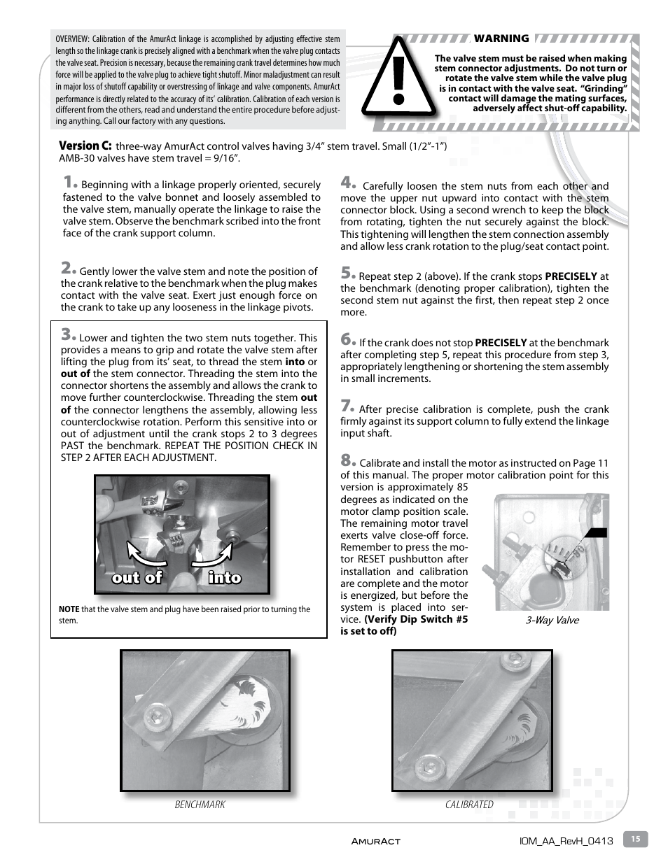 Into out of | Warren Controls AmurAct Actuator Linkage and Motor User Manual | Page 15 / 28