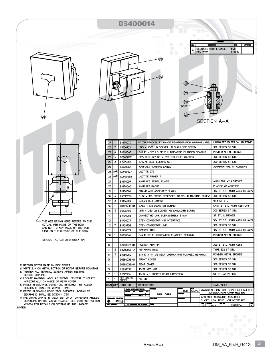 Warren Controls AmurAct Actuator Linkage and Motor User Manual | Page 21 / 28