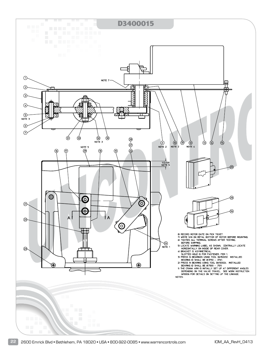 Warren Controls AmurAct Actuator Linkage and Motor User Manual | Page 22 / 28