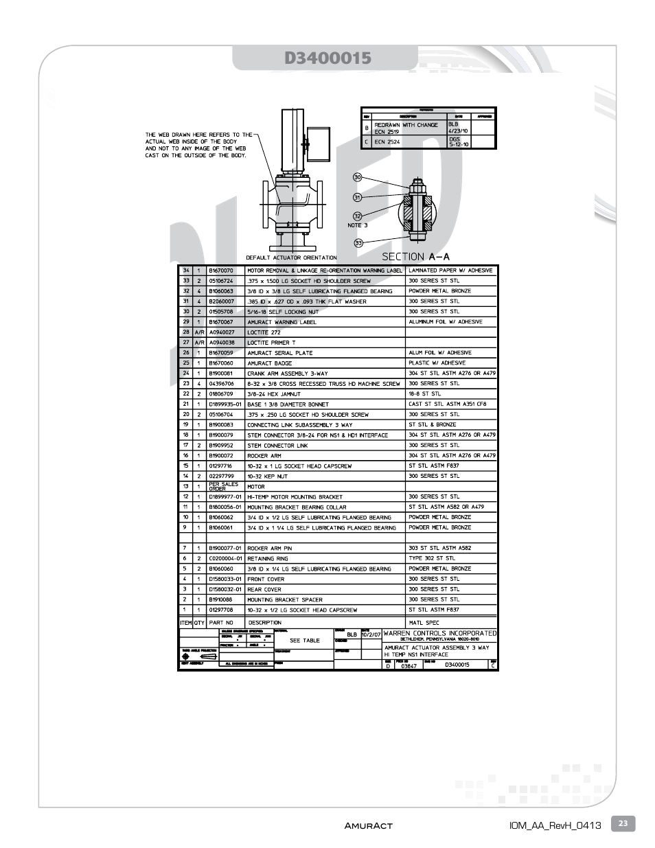 Warren Controls AmurAct Actuator Linkage and Motor User Manual | Page 23 / 28