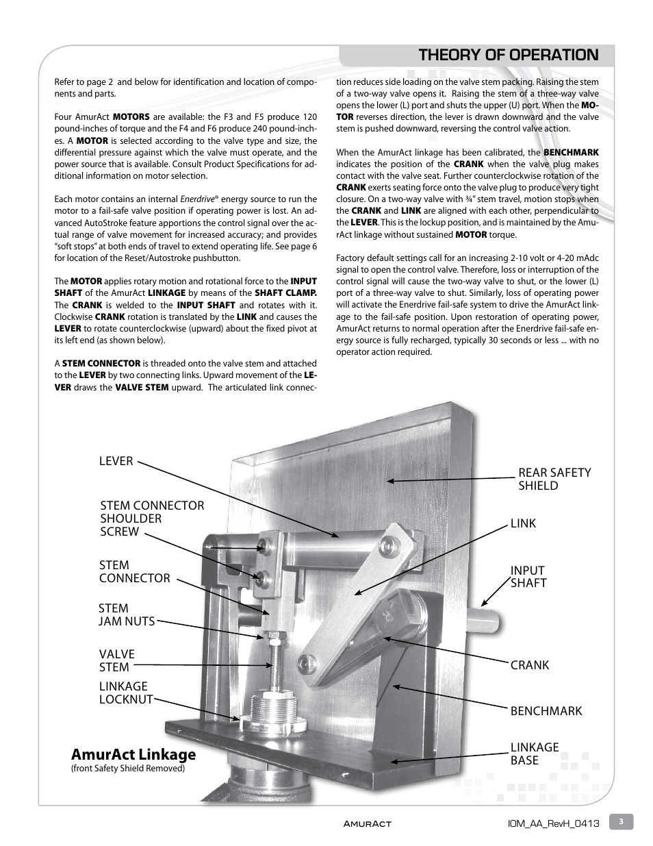 Theory of operation, Amuract linkage | Warren Controls AmurAct Actuator Linkage and Motor User Manual | Page 3 / 28