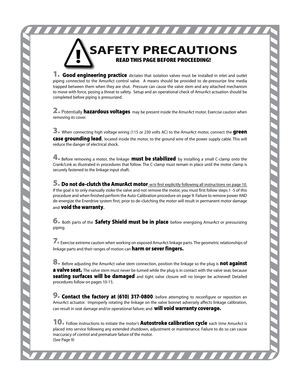 Safety precautions | Warren Controls AmurAct Actuator Linkage and Motor User Manual | Page 5 / 28