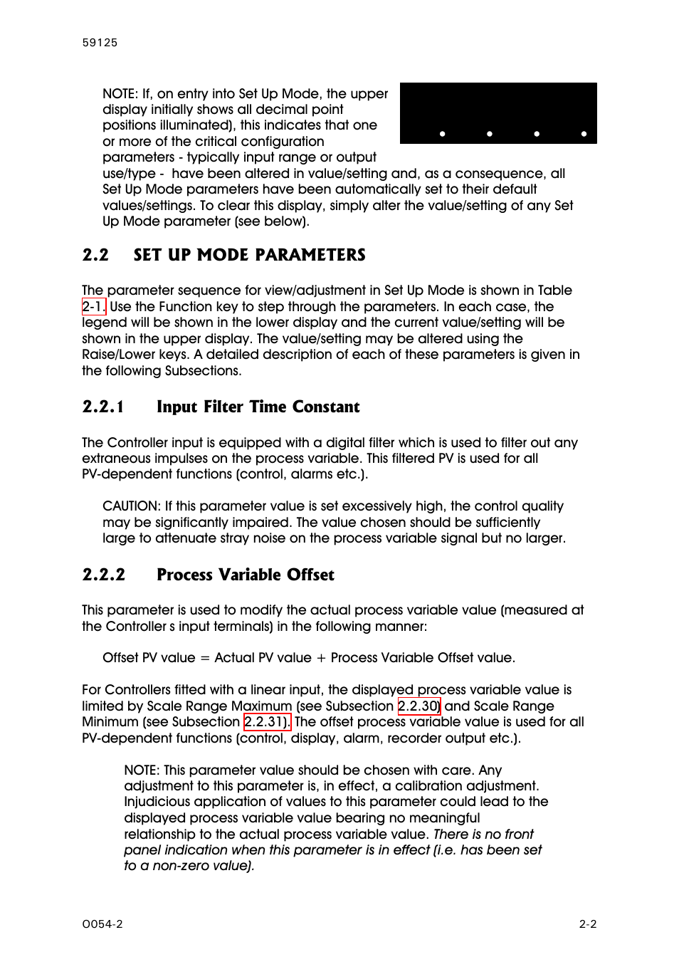 Set up mode parameters, Input filter time constant, Process variable offset | West Control Solutions N8100 User Manual | Page 13 / 79