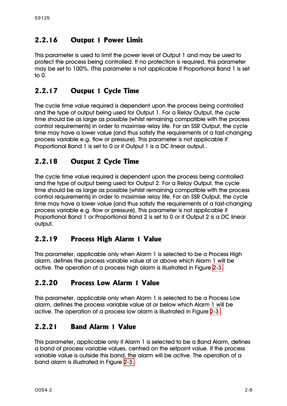 Output 1 power limit, Output 1 cycle time, Output 2 cycle time | Process high alarm 1 value, Process low alarm 1 value, Band alarm 1 value | West Control Solutions N8100 User Manual | Page 19 / 79