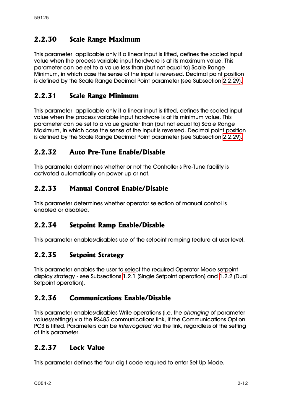 Scale range maximum, Scale range minimum, Auto pre-tune enable/disable | Manual control enable/disable, Setpoint ramp enable/disable, Setpoint strategy, Communications enable/disable, Lock value | West Control Solutions N8100 User Manual | Page 23 / 79