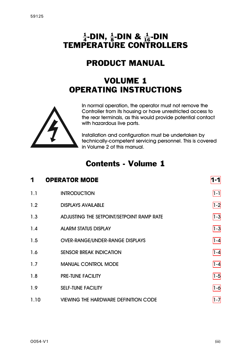 Volume 1 - operating instructions, Contents - volume 1 | West Control Solutions N8100 User Manual | Page 3 / 79