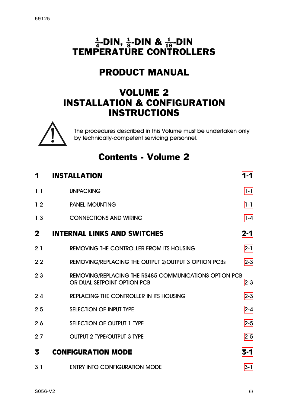 Contents - volume 2 | West Control Solutions N8100 User Manual | Page 39 / 79