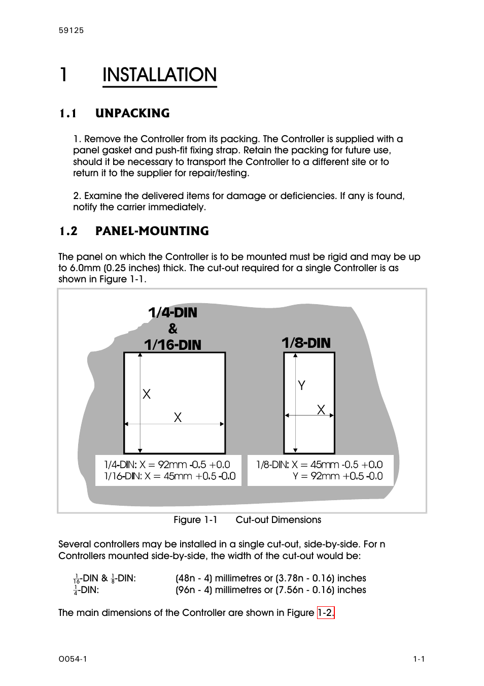 Installation, Unpacking, Panel-mounting | 1installation | West Control Solutions N8100 User Manual | Page 41 / 79