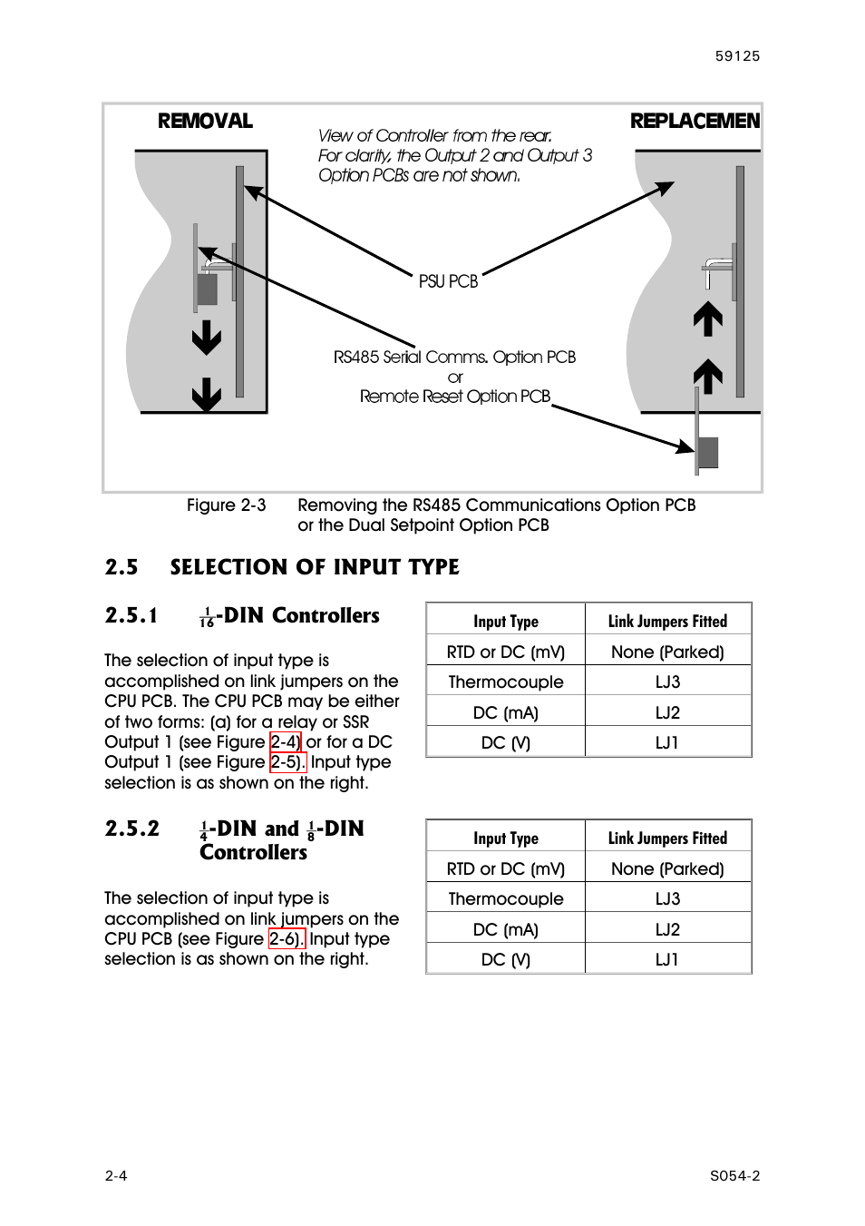 Selection of input type, 1/16 -din controllers, 1/4-din and 1/8-din controllers | 5 selection of input type 2.5.1, Din controllers, Din and | West Control Solutions N8100 User Manual | Page 52 / 79