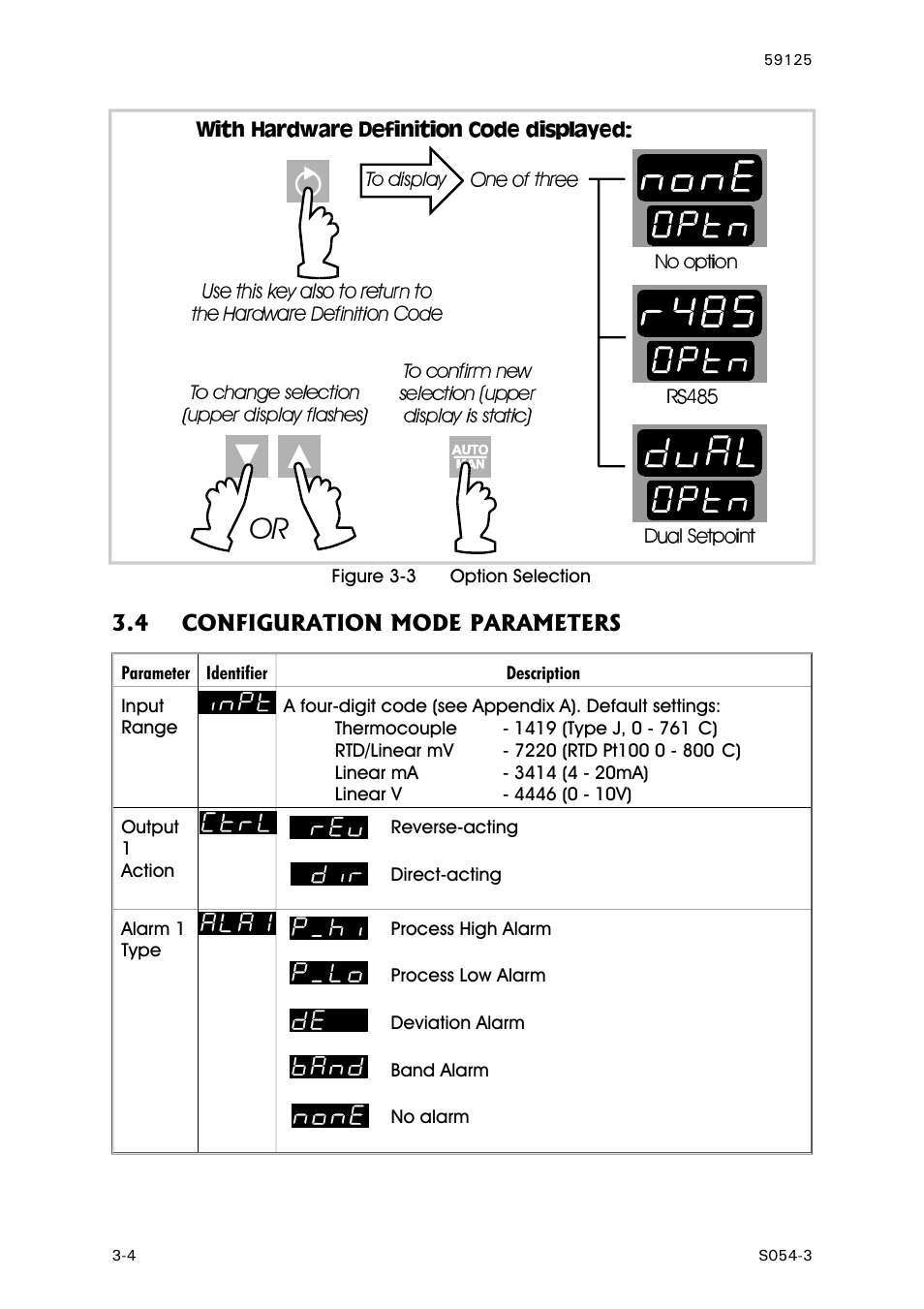 Configuration mode parameters, Input range, Output 1 action | Alarm 1 type | West Control Solutions N8100 User Manual | Page 60 / 79