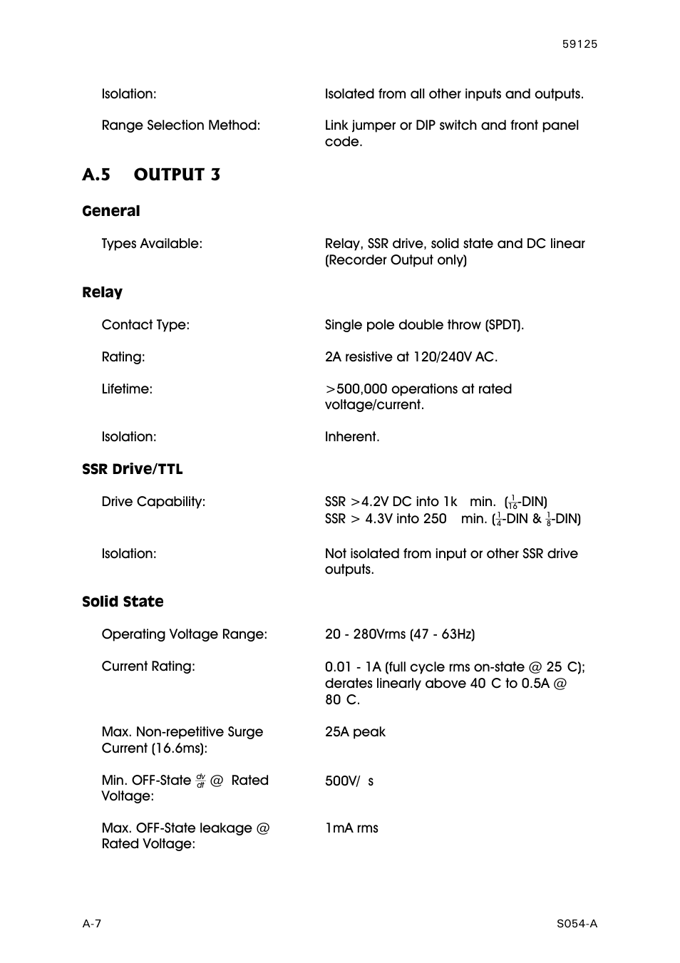 Output 3, General, Relay | Ssr drive/ttl, Solid state, A.5 output 3 | West Control Solutions N8100 User Manual | Page 72 / 79