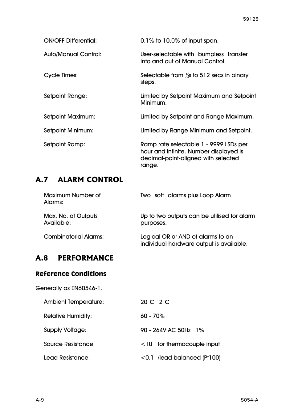 Alarm control, Performance, Reference conditions | West Control Solutions N8100 User Manual | Page 74 / 79