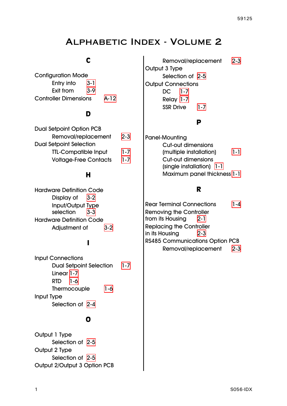 Alphabetic index - volume 2 | West Control Solutions N8100 User Manual | Page 78 / 79