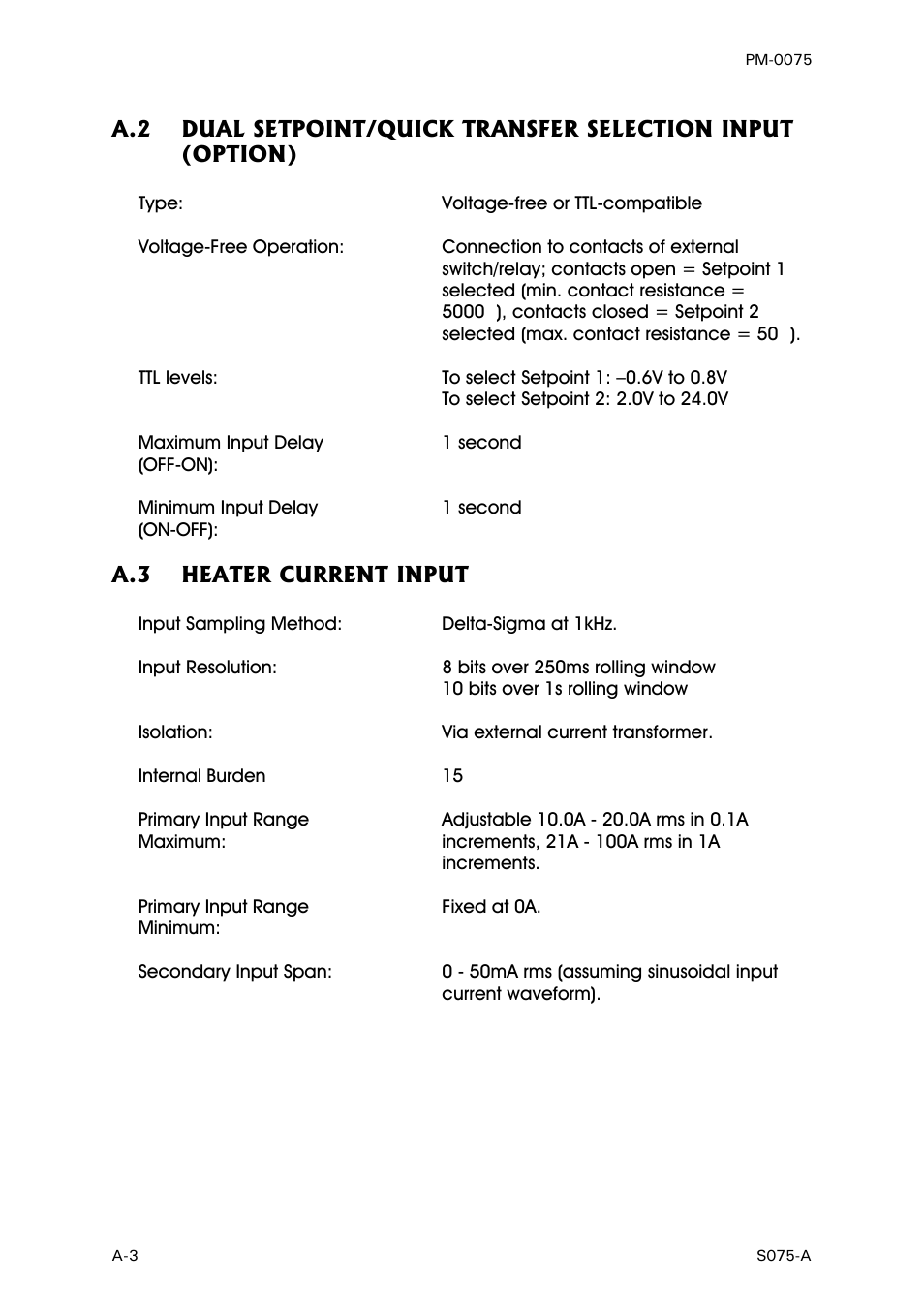 Dual setpoint/quick transfer selection input, Heater current input | West Control Solutions N6600 User Manual | Page 102 / 114