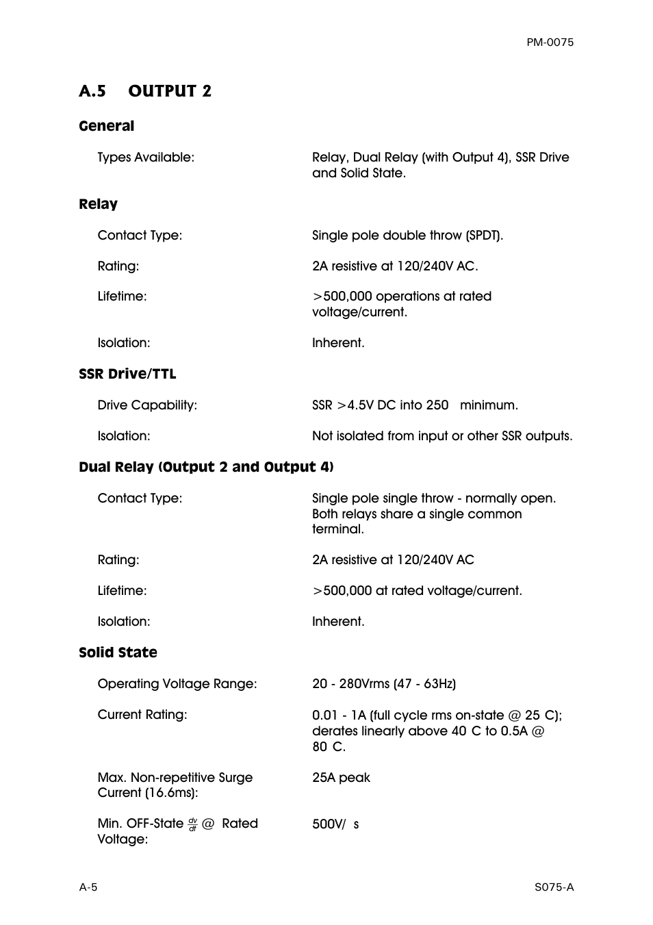 Output 2, General, Relay | Ssr drive/ttl, Dual relay (output 2 and output 4), Solid state | West Control Solutions N6600 User Manual | Page 104 / 114
