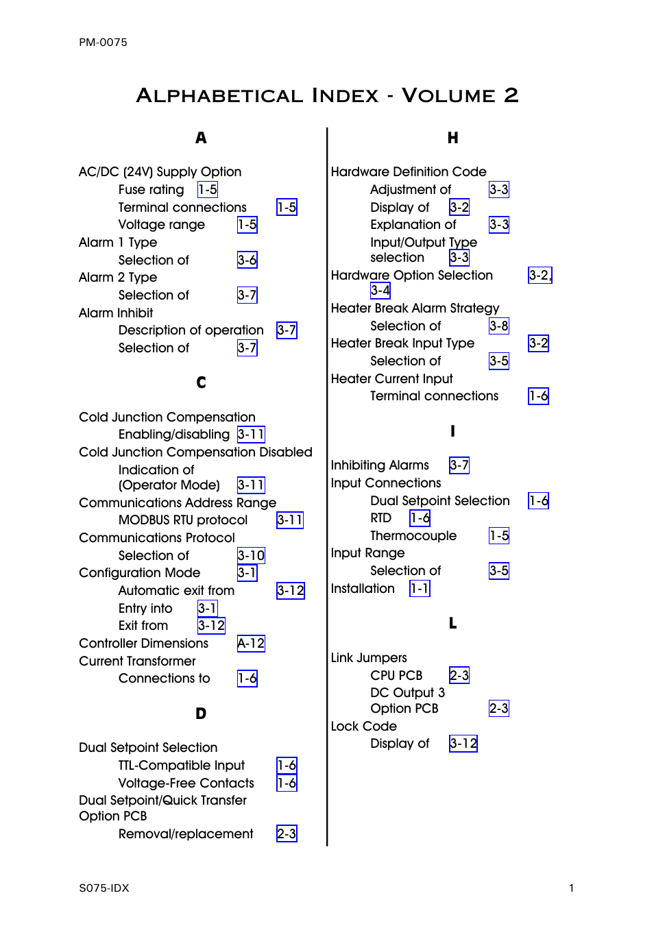 Alphabetical index - volume 2 | West Control Solutions N6600 User Manual | Page 113 / 114