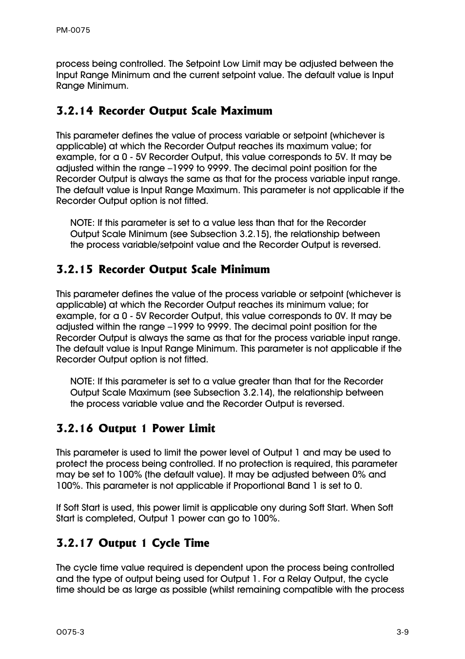 Recorder output scale maximum, Recorder output scale minimum, Output 1 power limit | Output 1 cycle time | West Control Solutions N6600 User Manual | Page 25 / 114