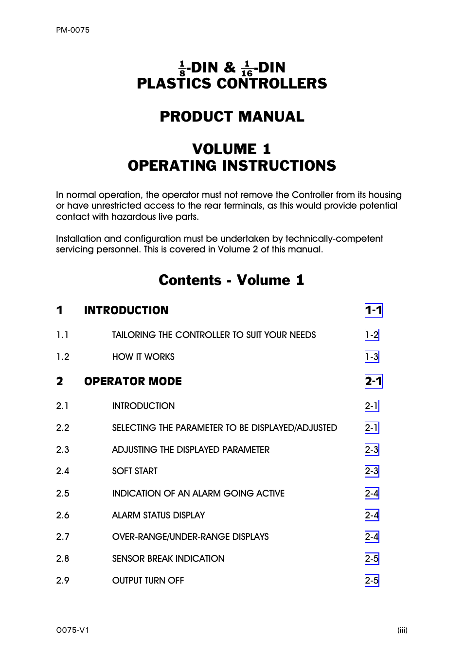 Volume 1 - operating instructions, Contents - volume 1 | West Control Solutions N6600 User Manual | Page 3 / 114