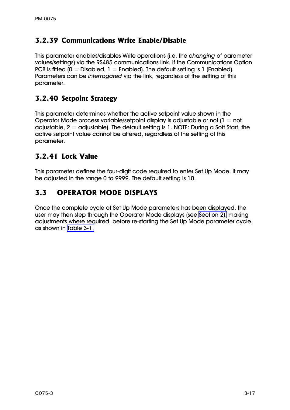 Communications write enable/disable, Setpoint strategy, Lock value | Operator mode displays | West Control Solutions N6600 User Manual | Page 33 / 114