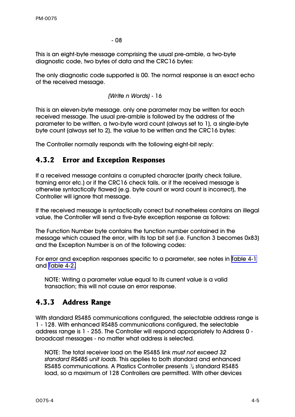 Error and exception responses, Address range, 2 error and exception responses | 3 address range | West Control Solutions N6600 User Manual | Page 41 / 114