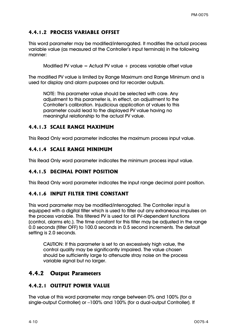 Process variable offset - word parameter 26, Scale range maximum - word parameter 12, Scale range minimum - word parameter 11 | Decimal point position - word parameter 18, Input filter time constant - word parameter 25, Output parameters, Output power value - word parameter 3 | West Control Solutions N6600 User Manual | Page 46 / 114