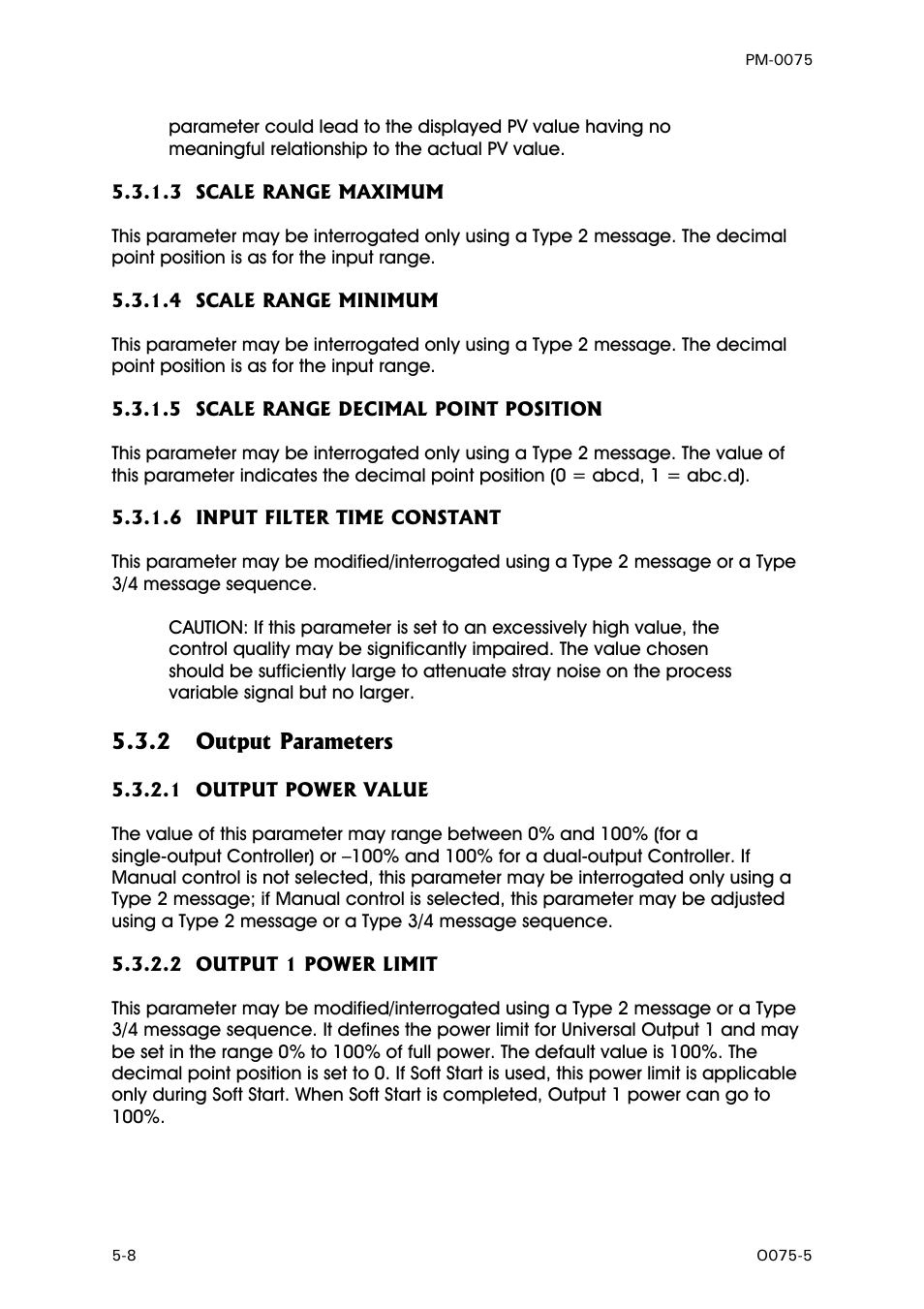 Scale range maximum, Scale range minimum, Scale range decimal point position | Input filter time constant, Output parameters, Output power value, Output 1 power limit | West Control Solutions N6600 User Manual | Page 60 / 114