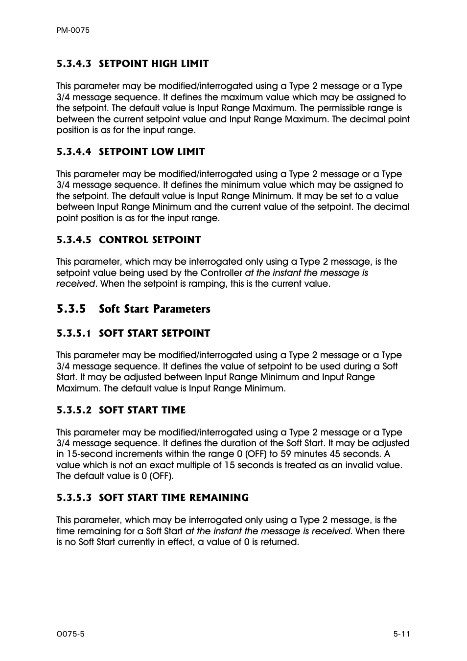 Setpoint high limit, Setpoint low limit, Control setpoint | Soft start parameters, Soft start setpoint, Soft start time, Soft start time remaining | West Control Solutions N6600 User Manual | Page 63 / 114