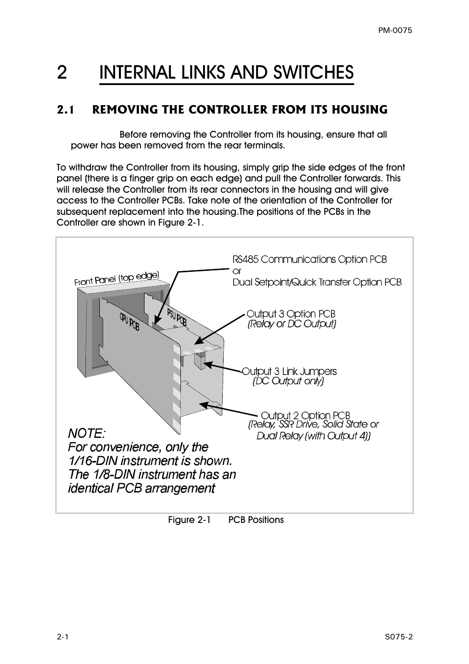 Internal links and switches, Removing the controller from its housing, 2internal links and switches | West Control Solutions N6600 User Manual | Page 82 / 114