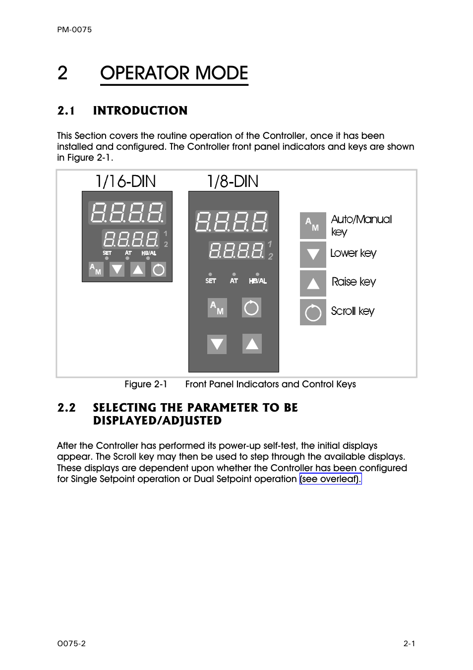 Operator mode, Introduction, Selecting the parameter to be displayed/adjusted | 2operator mode | West Control Solutions N6600 User Manual | Page 9 / 114
