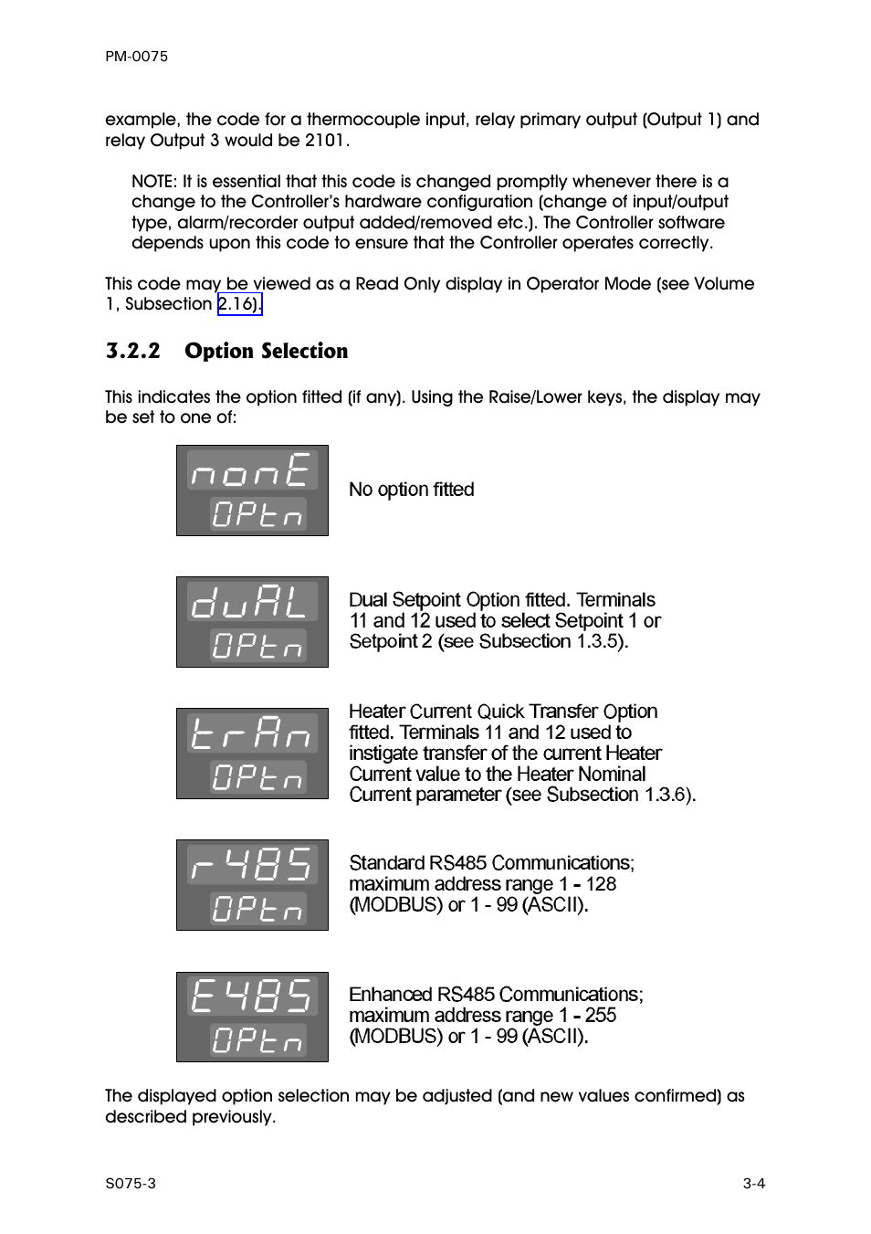 Option selection | West Control Solutions N6600 User Manual | Page 91 / 114