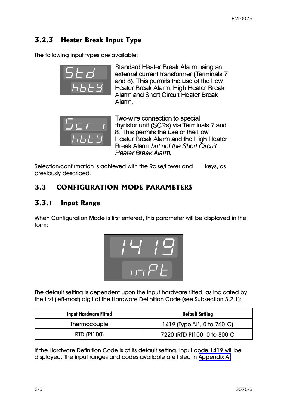 Heater break input type, Configuration mode parameters, Input range | West Control Solutions N6600 User Manual | Page 92 / 114