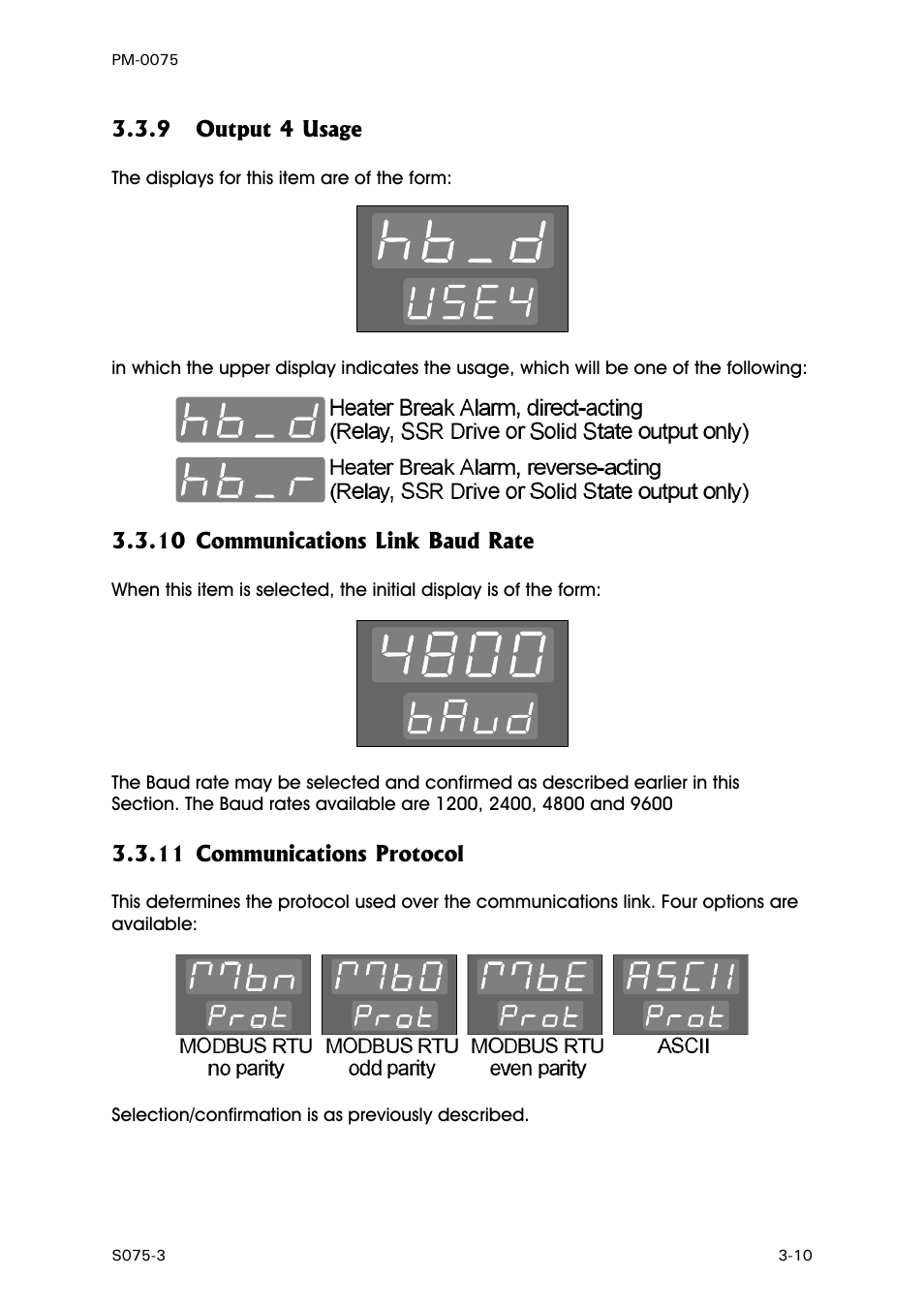 Output 4 usage, Communications link baud rate, Communications protocol | West Control Solutions N6600 User Manual | Page 97 / 114