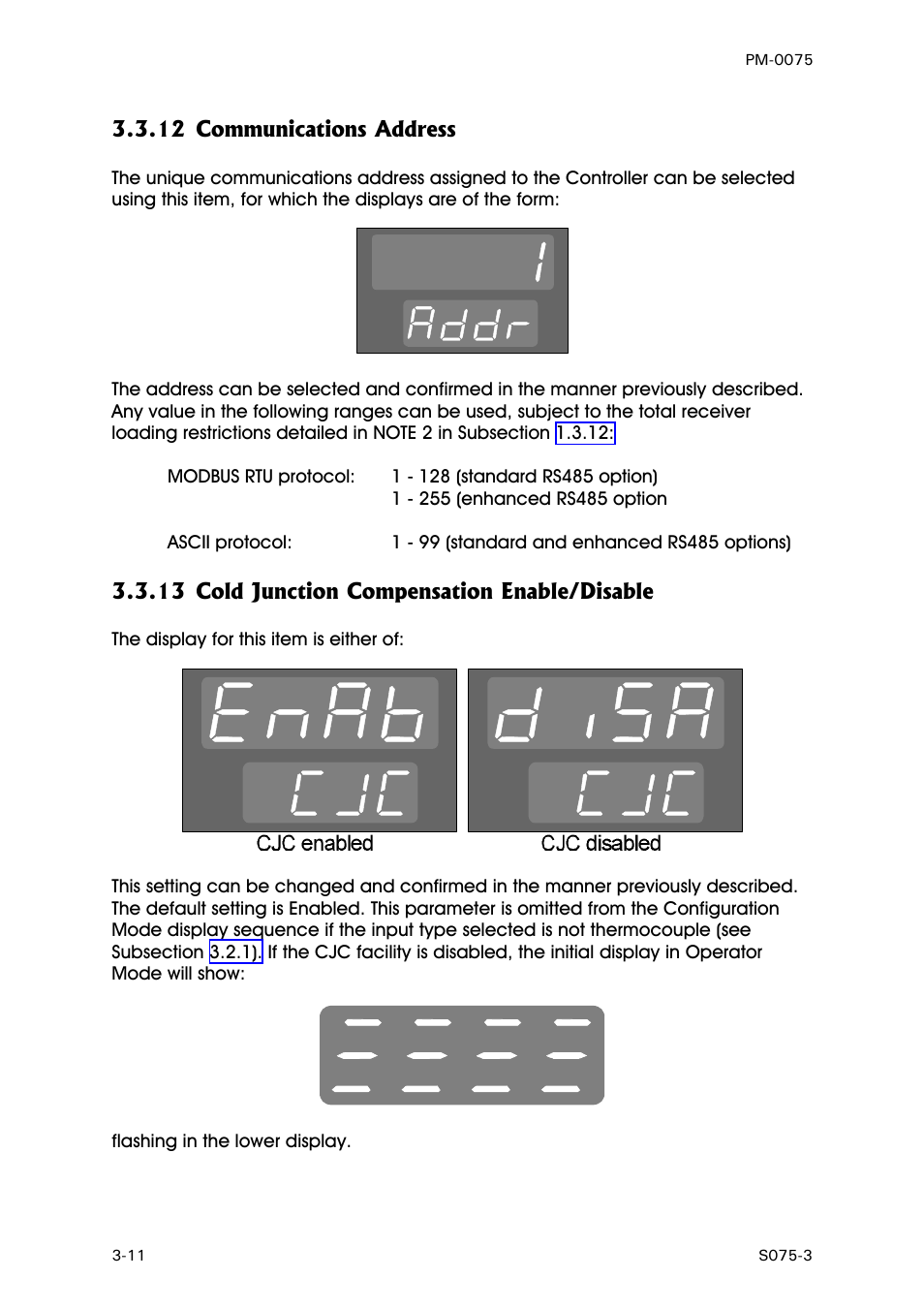 Communications address, Cold junction compensation enable/disable | West Control Solutions N6600 User Manual | Page 98 / 114
