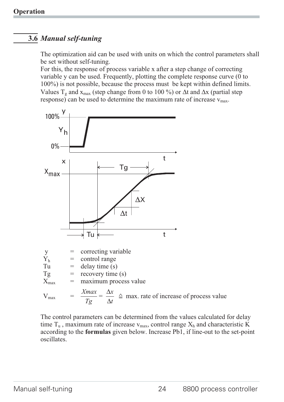 7 examples for self-tuning attempts 24, Cancelation causes 24, 6 manual self-tuning | West Control Solutions N8800 User Manual | Page 24 / 88