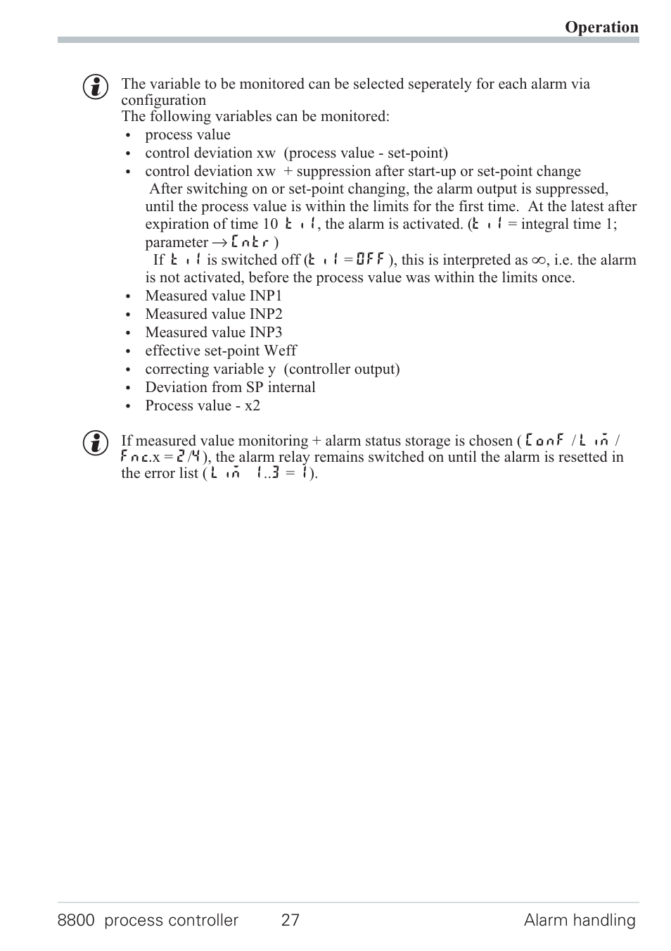 8 alarm handling 27 | West Control Solutions N8800 User Manual | Page 27 / 88